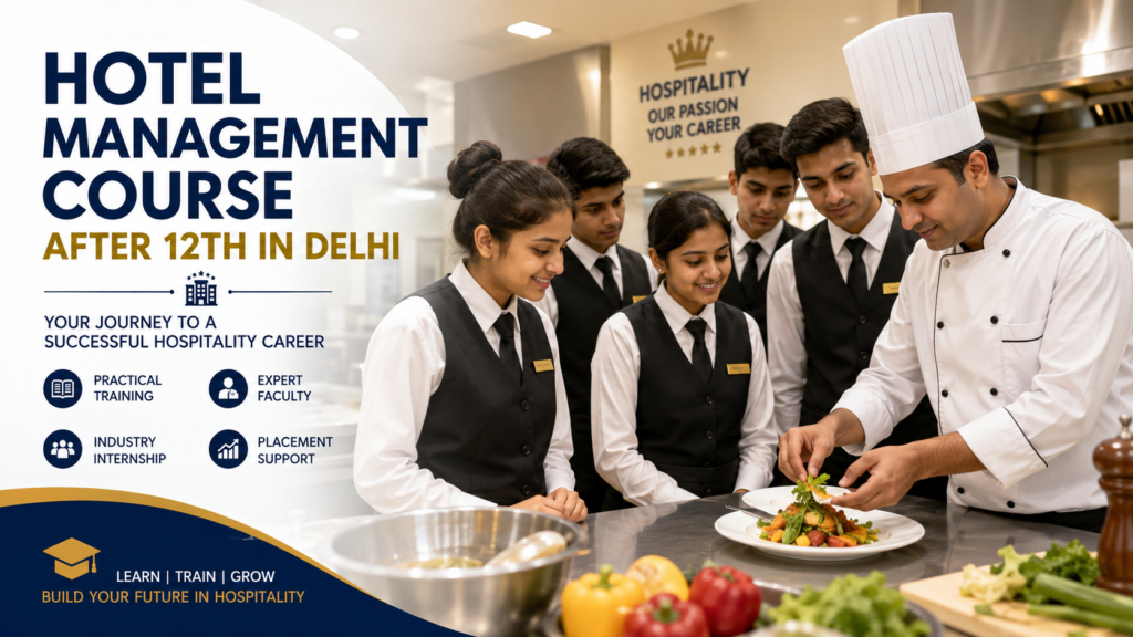 Students receiving practical training during a Hotel Management Course After 12th in Delhi at GIHM.