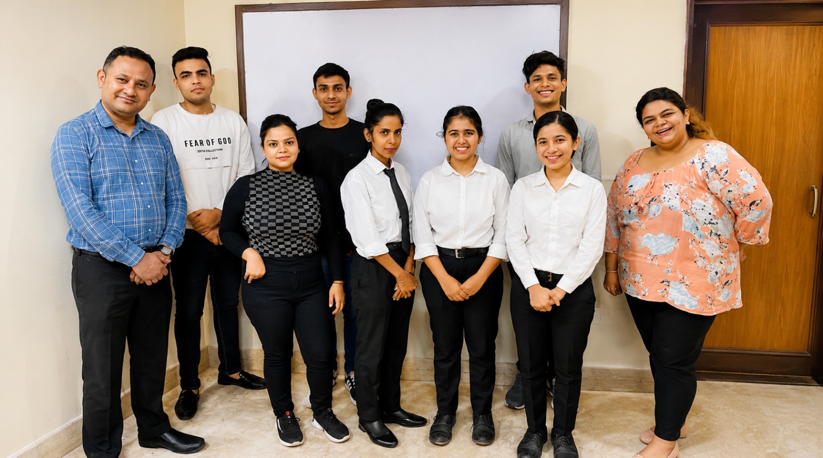Students attending a hotel management personality development and hospitality training session at The Global Institute of Hotel Management (The GIHM), Delhi.