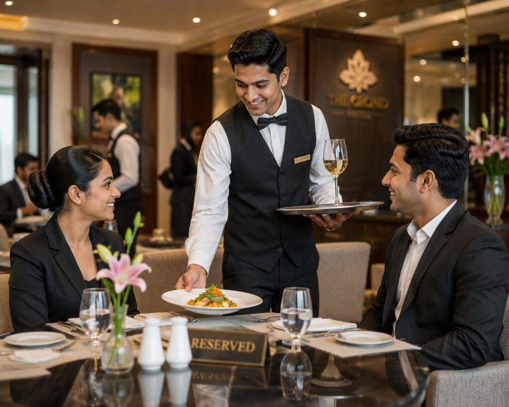 Students receiving practical hospitality training at a hotel management institute near me with placement support.