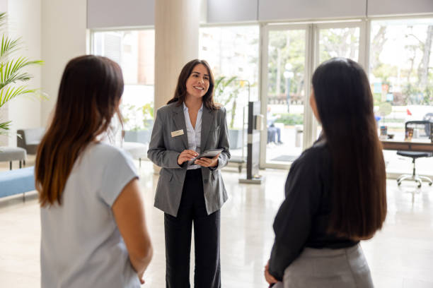 Hotel management internship students receiving practical training