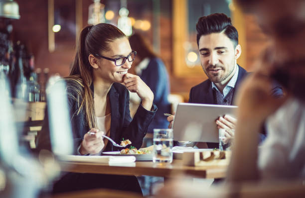 Hotel manager analyzing revenue management data
