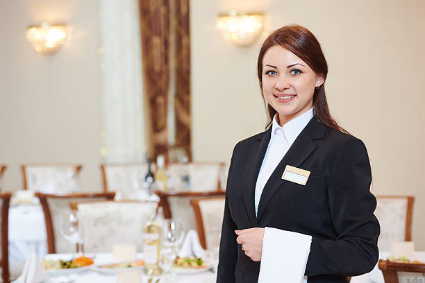 Front office hotel management students learning guest service skills